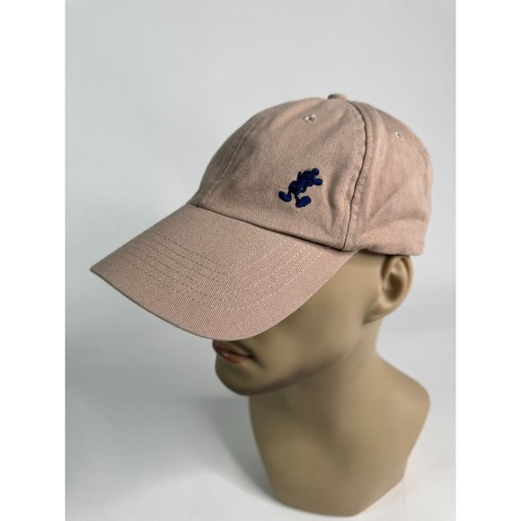 Disney Parks Embroidered Mickey Mouse Blue Icon Hat Cap Khaki Beige Adjustable - Picture 1 of 16